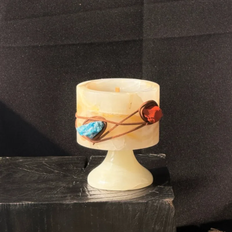 Vintage Collectible Marbles - حامل شموع من اليشم الكهرماني الاسكندنافي