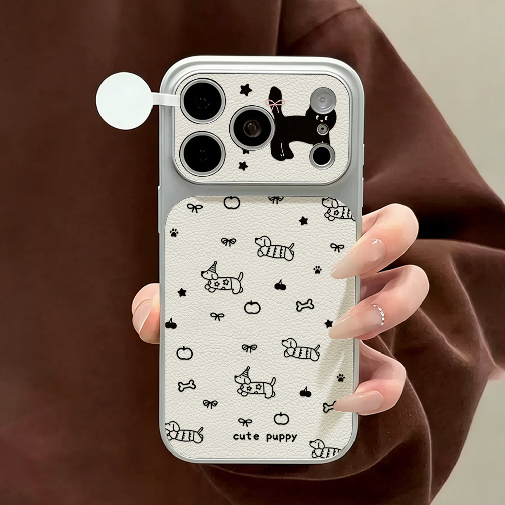 Camera Leather Case - جراب هاتف جلدي بتصميم جرو لطيف